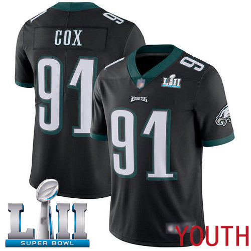 Youth Philadelphia Eagles #91 Fletcher Cox Black Alternate Vapor Untouchable NFL Jersey Limited Player Super Bowl